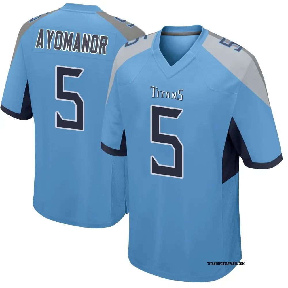 Game Light Blue Youth Elic Ayomanor Tennessee Titans Jersey
