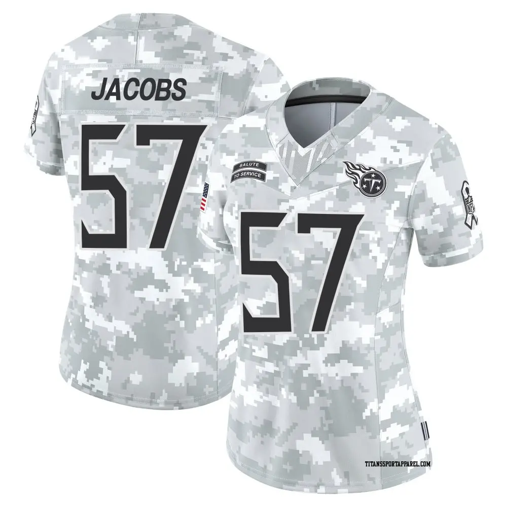 Limited Arctic Camo Women's Curtis Jacobs Tennessee Titans 2024 Salute to Service Jersey