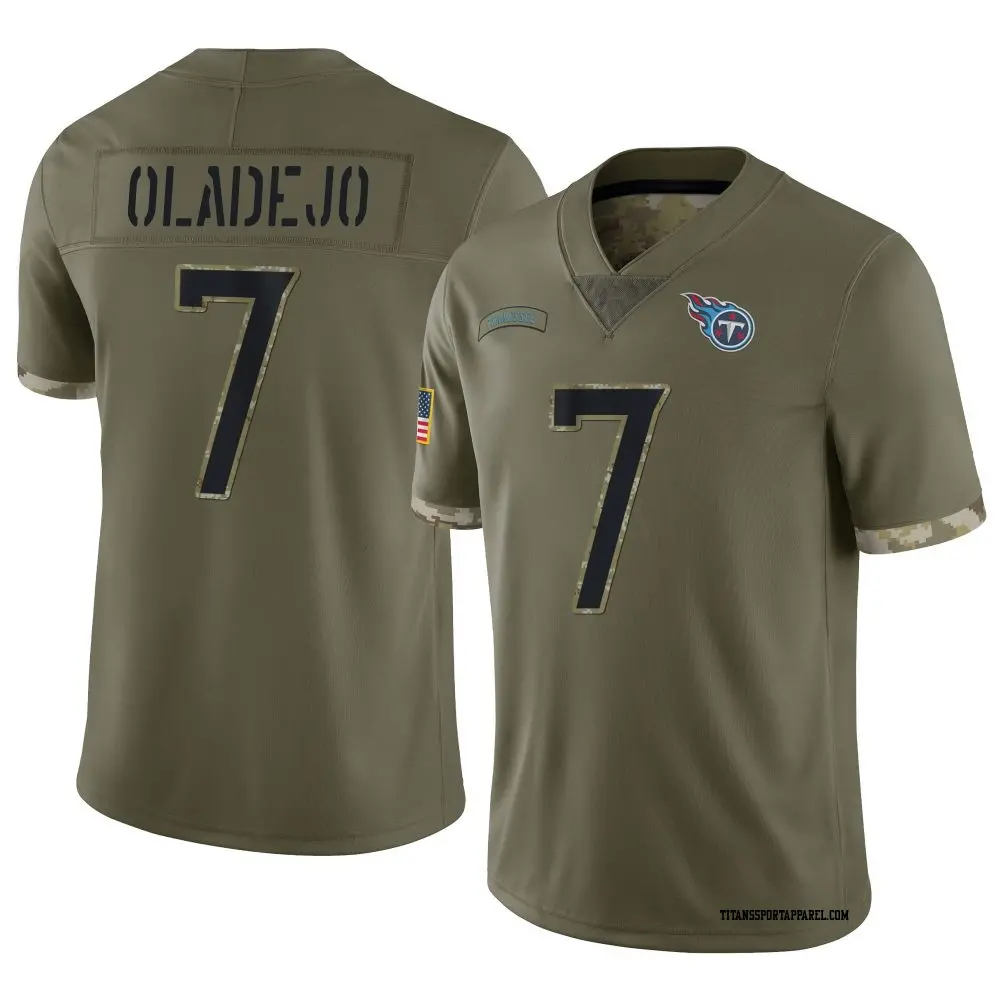 Limited Olive Men's Oluwafemi Oladejo Tennessee Titans 2022 Salute To Service Jersey
