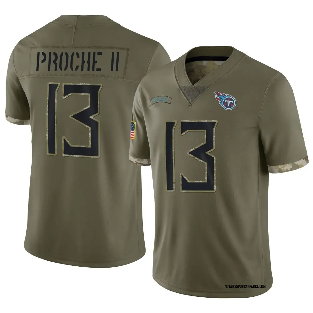 Limited Olive Youth James Proche II Tennessee Titans 2022 Salute To Service Jersey